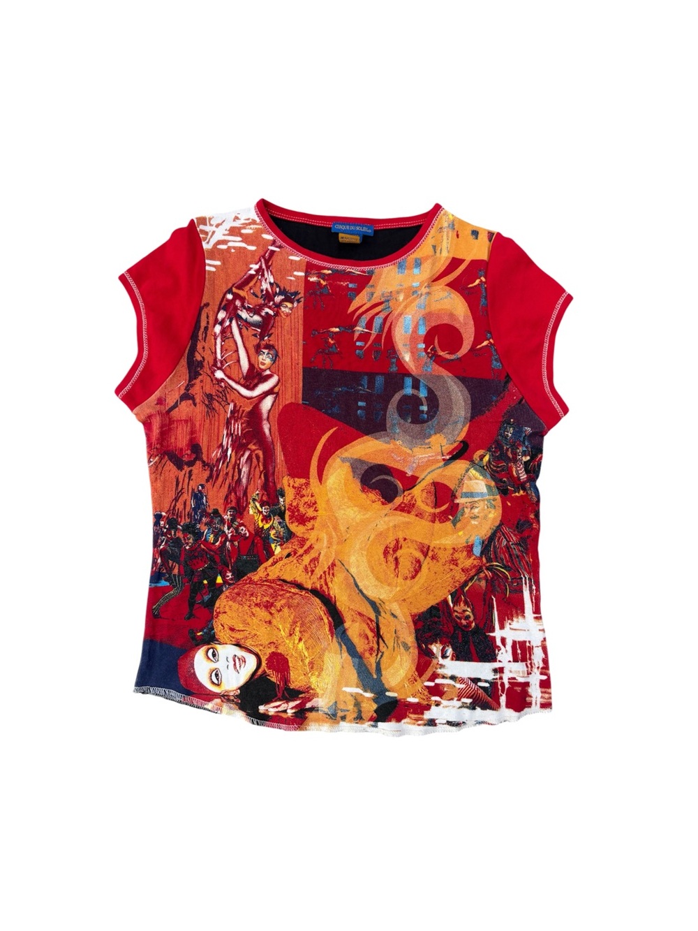 Cirque Du Soleil Y2K Red Graphic Tee Short Sleeve Abstract Print